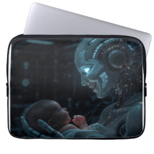 Capa Para Notebook "Graça Artificial" - Robô Futurístico e Bebê