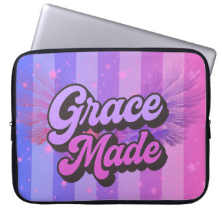 Capa Para Notebook Graça Feita Fé Cristã Roxa e Rosa