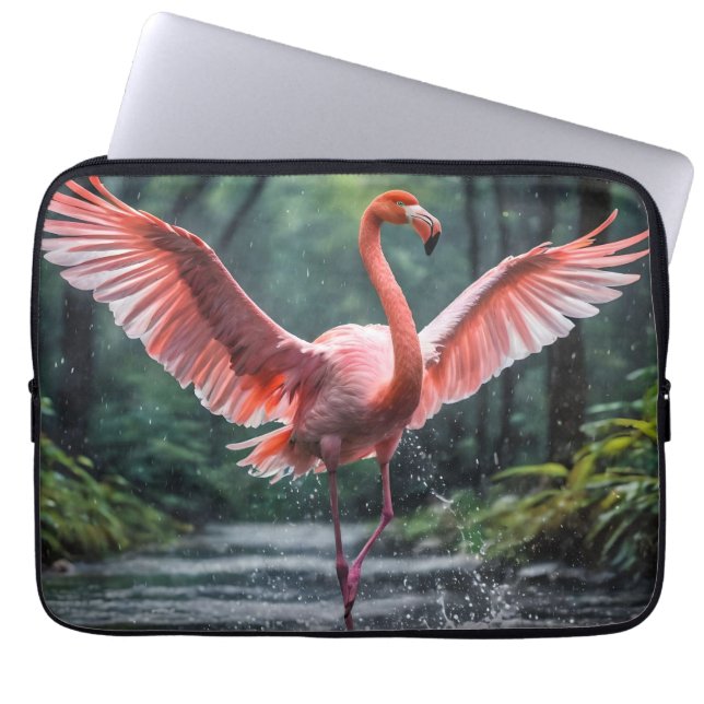 Capa Para Notebook Grace em Voo: O Riverdance dos Flamingos Rosa (Frente)