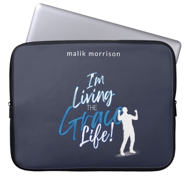 Capa Para Notebook Grace Life Blue Modern Script Masculino Silhouette (Frente)