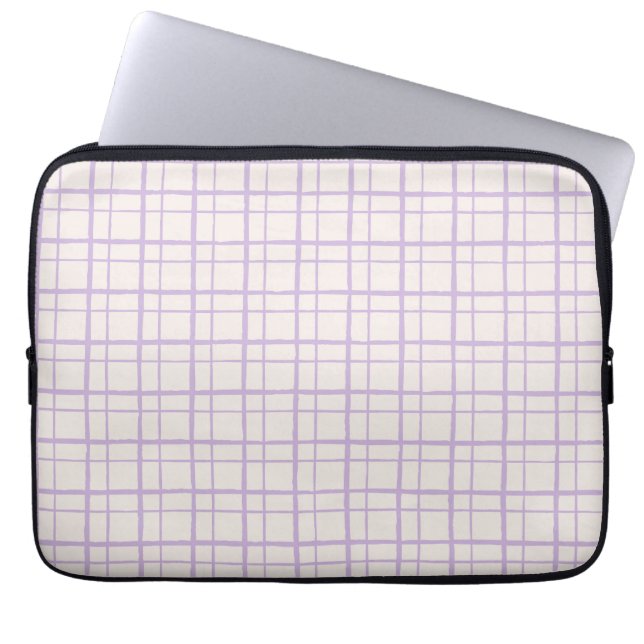 Capa Para Notebook Grade Pastel Desenhada à Mão em Lilás Desbotado (Frente)
