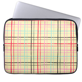 Capa Para Notebook Grade Pastel Desenhada à Mão em Xadrez Retro Pop