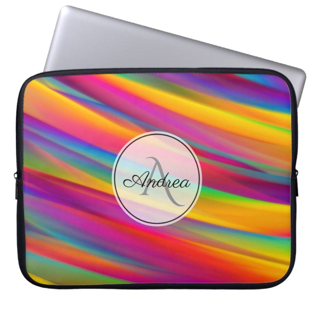Capa Para Notebook Gradiente de Arco-Íris Monograma Abstrato (Frente)