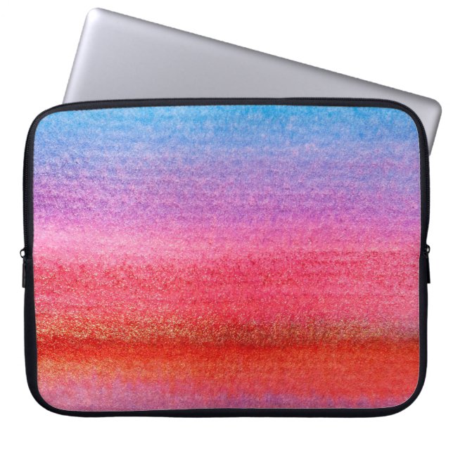 Capa Para Notebook Gradiente de mistura de azul para rosa em aquarela (Frente)