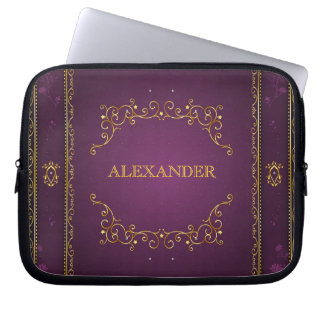 Capa Para Notebook Gradiente Roxo+Ênfase de Quadro Dourado-Monograma