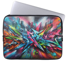 Capa Para Notebook Graffiti an der Ziegelwand mit Skyline - Top 