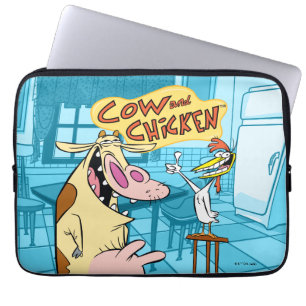 Capa Para Notebook Gráfico de Sorriso de Vaca e Galinha