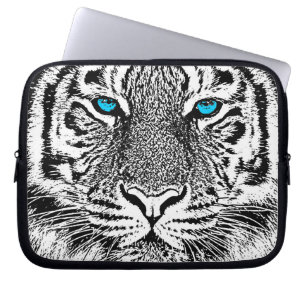 Capa Para Notebook Gráfico de Tigre Azul Preto E Branco