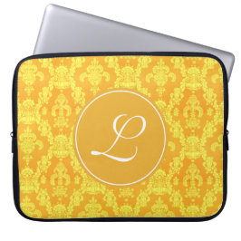 Capa Para Notebook gráfico monograma elegante amarelo ouro damask