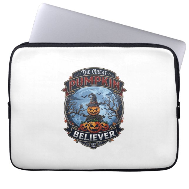 Capa Para Notebook Grande Crente da Abóbora Espantalho Chapéu de Brux (Frente)