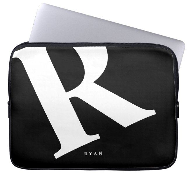 Capa Para Notebook Grande Inicial | Tipografia Moderna | Preto (Frente)