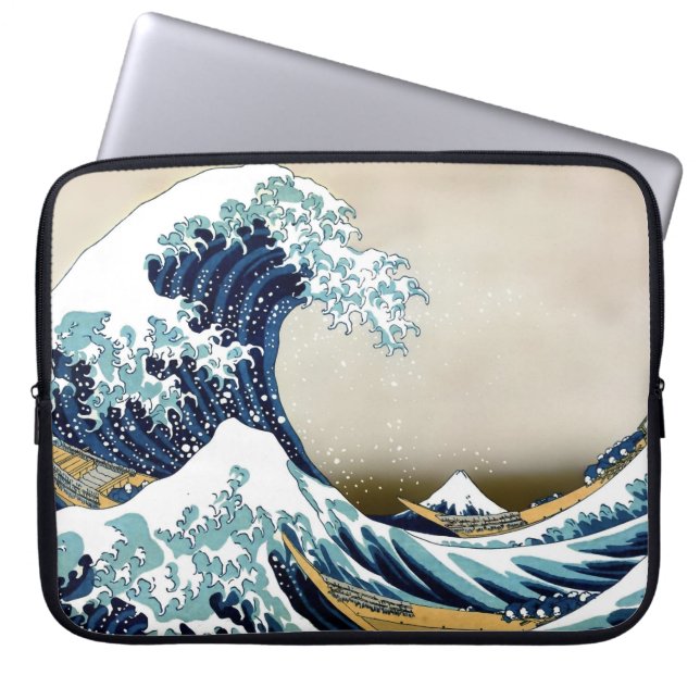 Capa Para Notebook Grande onda restaurada fora de Kanagawa por (Frente)