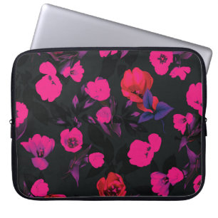Capa Para Notebook Grande padrão floral de tulipas estilizadas.