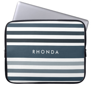 Capa Para Notebook Grandes faixas populares com nome em azul profundo