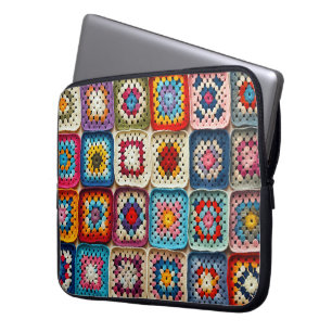 Capa Para Notebook Granny Square Crocheted Quilt