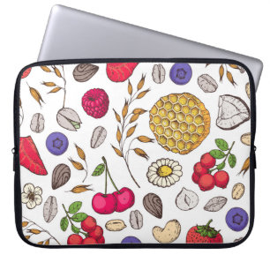 Capa Para Notebook Granola, muesli seamless pattern. Oat flakes hand