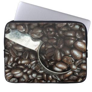 Capa Para Notebook Grãos de Café Torrado Com Fotografia de Colher de