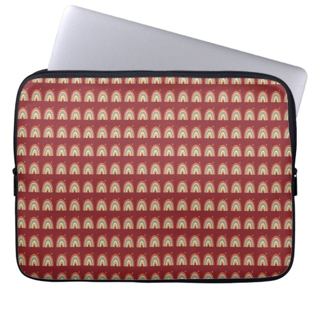 Capa Para Notebook Gravata com Padrão Arco-Íris Boho (Frente)
