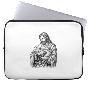 Capa Para Notebook Grave Engravamento Pastor Segurando Cordeiro Vetor