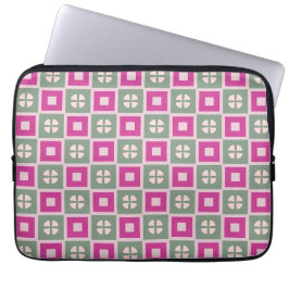 Capa Para Notebook Green and Magenta Boxed Floral Laptop Sleeve