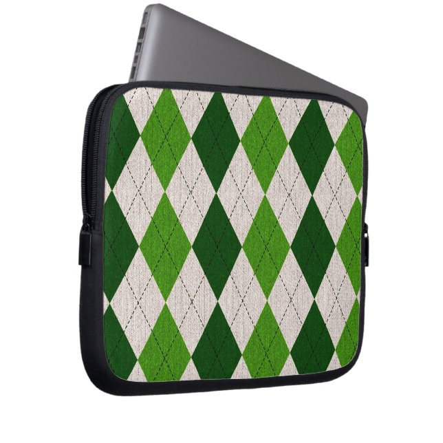 Capa Para Notebook Green Argyle (Frente Esquerda)