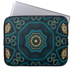 Capa Para Notebook Green Dourado Boho Rosette Mandala