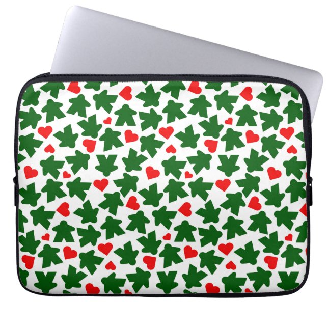 Capa Para Notebook Green Meeple with Red Heart (Frente)