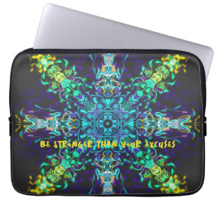 Capa Para Notebook Green Teal Psychedelic Bohemian Mandala