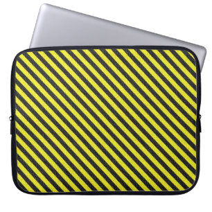 Capa Para Notebook Grelhas Diagonais Finas Pretas e Amarelas
