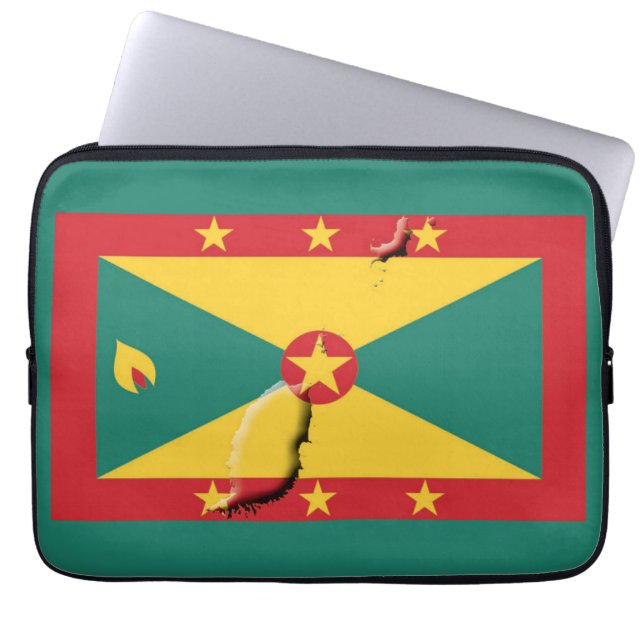 Capa Para Notebook GRENADA Flag Map Patriótico Computador GREEN (Frente)