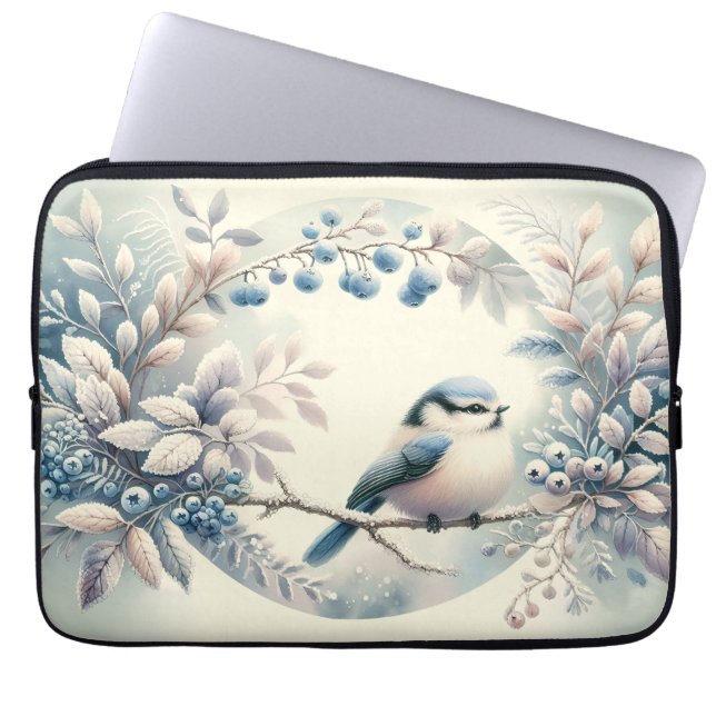 Capa Para Notebook Grinalda de Frutas Silvestres Azuis de Inverno (Frente)