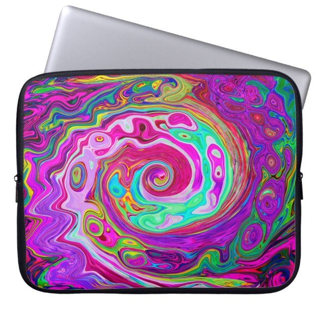 Capa Para Notebook Groovy Abstract Retro Magenta Rainbow Swirl (Frente)