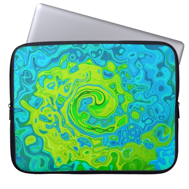 Capa Para Notebook Groovy Chartreuse e Aquamarine Liquid Swirl (Frente)