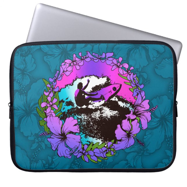Capa Para Notebook Groovy Hawaiian Surfer 1960's Retro Wetcase Bag (Frente)