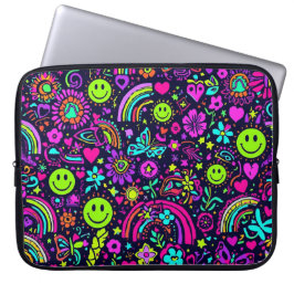 Capa Para Notebook Groovy Psychedelic Smiley Face Laptop Sleeve - 70s
