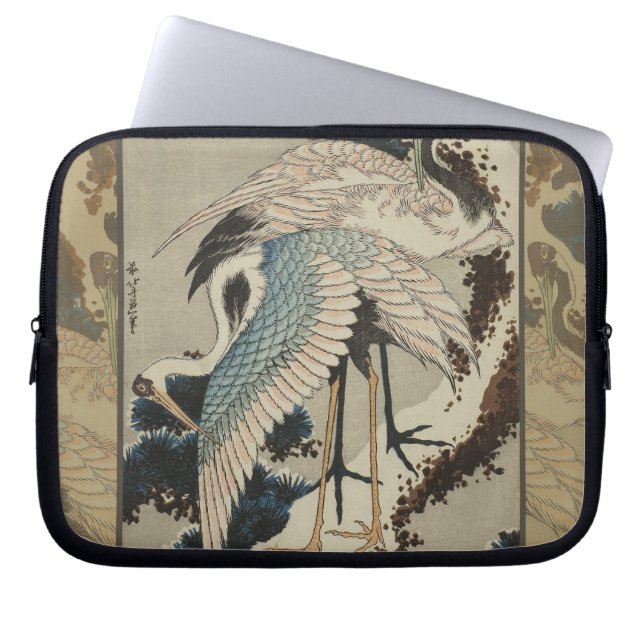 Capa Para Notebook Gruas em Pine Hokusai coberto de neve (Frente)