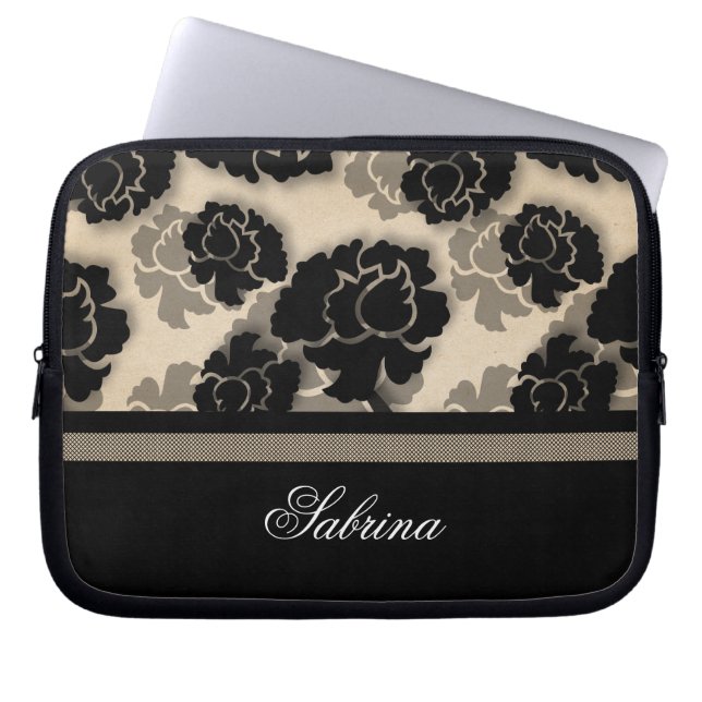 Capa Para Notebook Grungy Floral Decadence Eletrônicos Bag, Marfim (Frente)