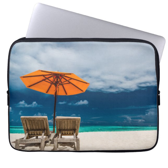 Capa Para Notebook Guarda-chuva de Sun no Sandy Beach |Maldives (Frente)