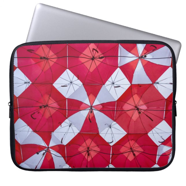 Capa Para Notebook Guarda-chuvas Vermelho e Branco Aberto (Frente)