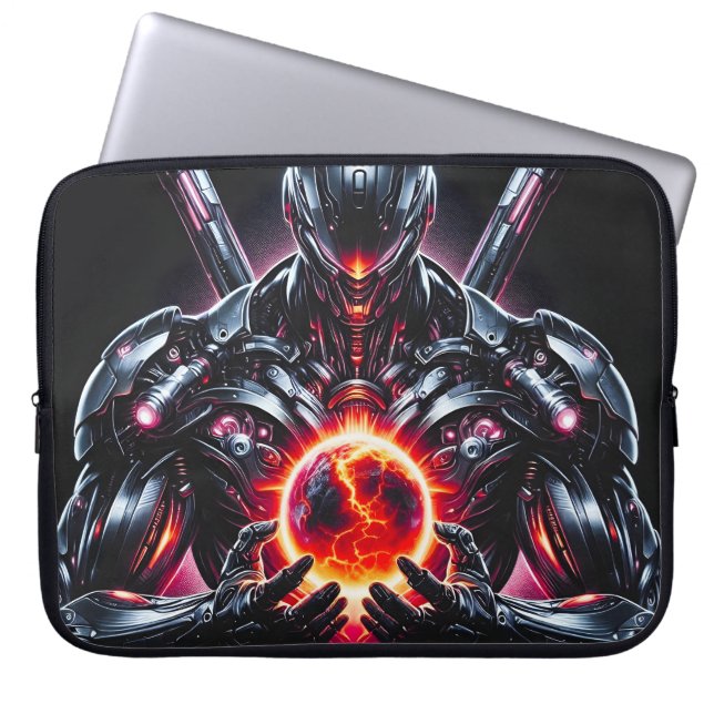 Capa Para Notebook Guardião Cibernético Cósmico Abstrato Robô Futuris (Frente)