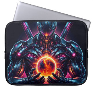 Capa Para Notebook Guardião Cibernético Cósmico Abstrato Robô Futuris
