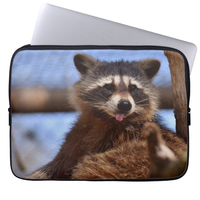 Capa Para Notebook Guaxinim Engraçado com a Língua para Fora (Frente)