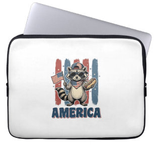 Capa Para Notebook Guaxinim Patriótico América Camisa Vintage Design_