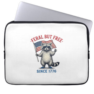 Capa Para Notebook Guaxinim Patriótico Selvagem Mas Livre Camisa Vint