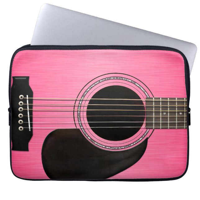 Capa Para Notebook Guitarra cor-de-rosa (Frente)