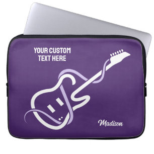 Capa Para Notebook Guitarra Estilizada de Nome e Texto Personalizada