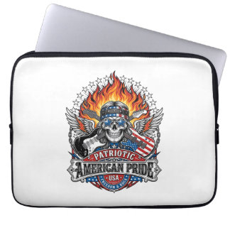 Capa Para Notebook Guitarrista de Liberdade Patriótica Crânio Música
