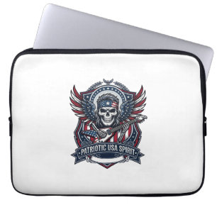 Capa Para Notebook Guitarrista de Liberdade Patriótica Crânio Música