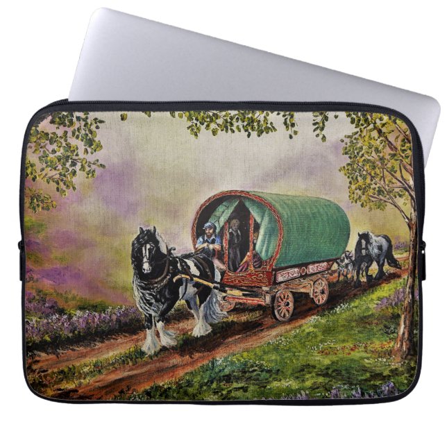 Capa Para Notebook Gypsy Vanner cavalo irlandês Caravan (Frente)