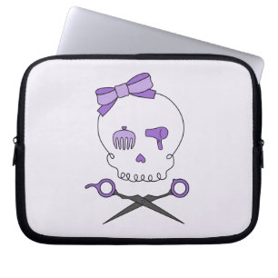 Capa Para Notebook Hair Stylist Skull & Scissor Crossbones - Purple 2